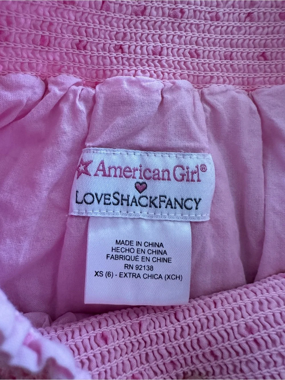 American Girl x LoveShackFancy Rosy Ruffles Billie Skirt Pink Hearts XS 6